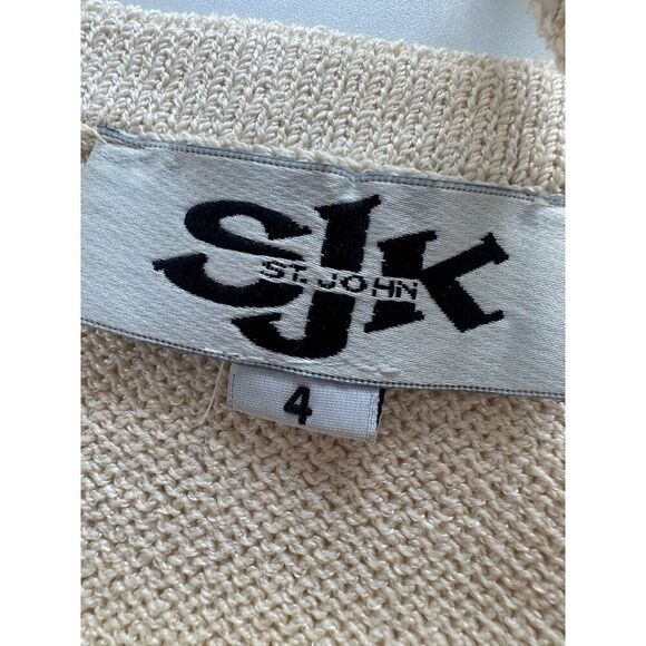 St John Cream Santana Knit Tank with Gold Sequin Trim Size 4 Contemporary Career - Picture 2 of 4